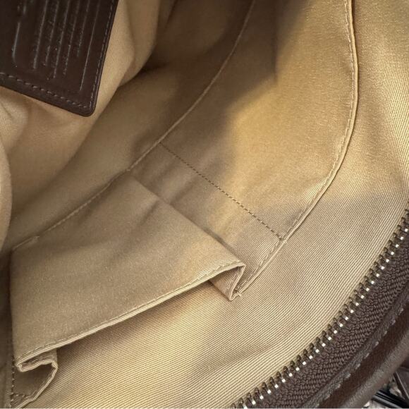 Coach Brown Tan Signature Canvas Crossbody Bag Handbag Purse Leather Trim - Picture 12 of 12